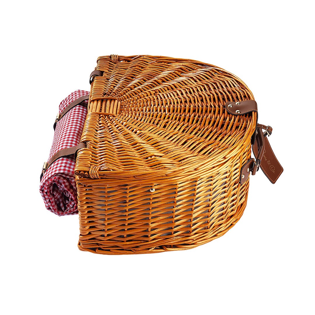 4 Kişilik Pötikare Desenli Yarım Ay Piknik Sepeti (NZ-04) - Görsel 2