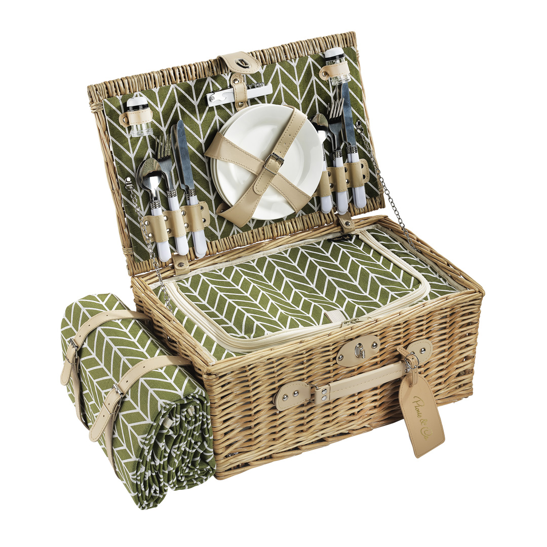 4 Kişilik Zigzag Desenli Piknik Sepeti (NZ-28)