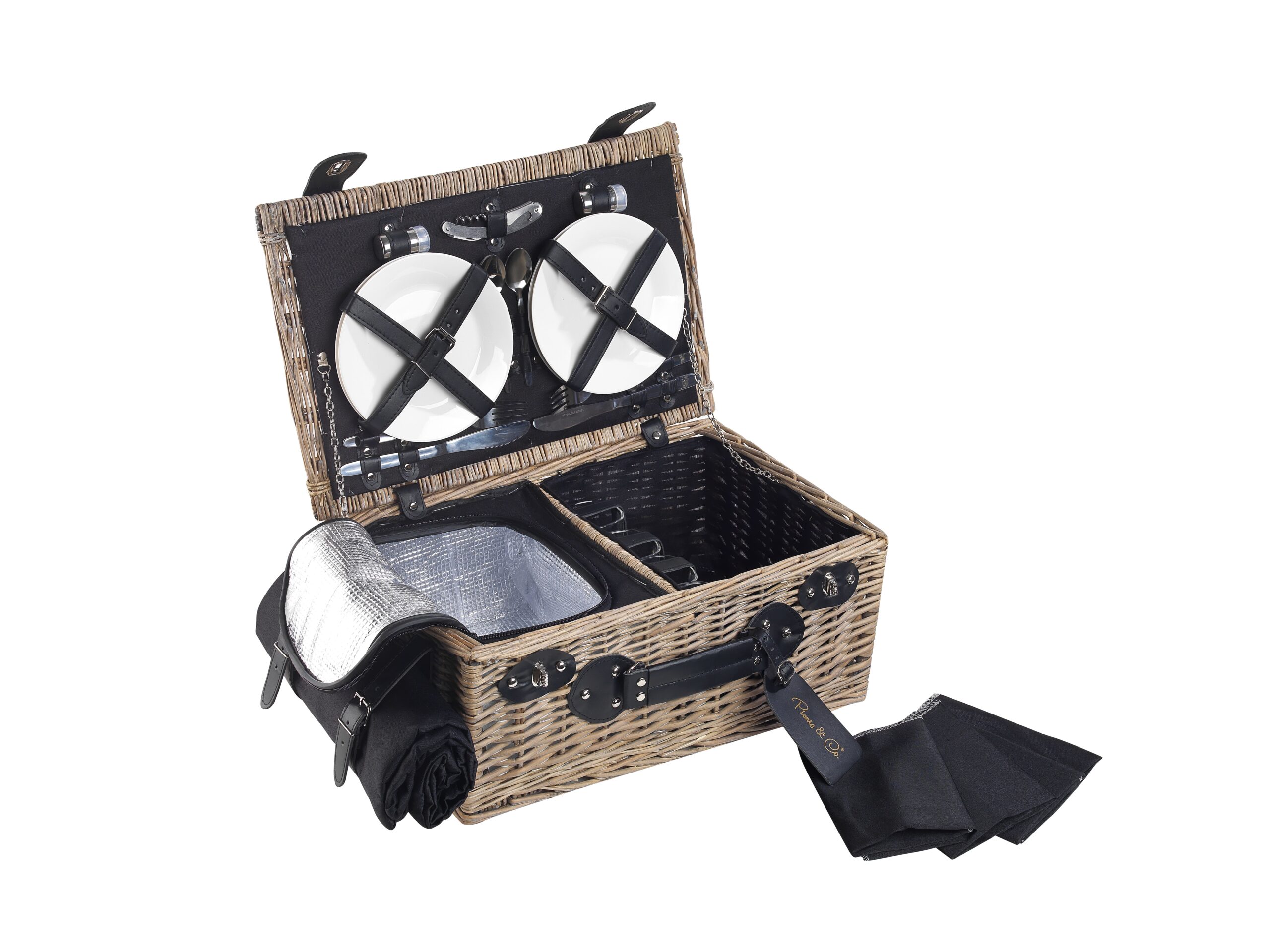 4 Kişilik Siyah Desenli Piknik Sepeti (NZ-33) - Görsel 3