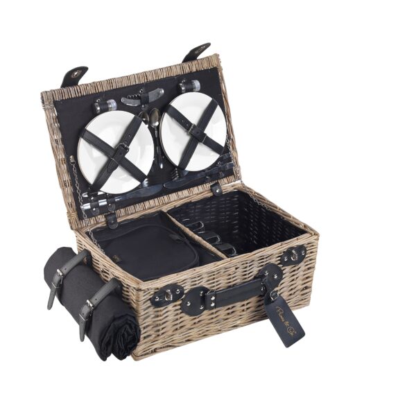4 Kişilik Siyah Desenli Piknik Sepeti (NZ-33)