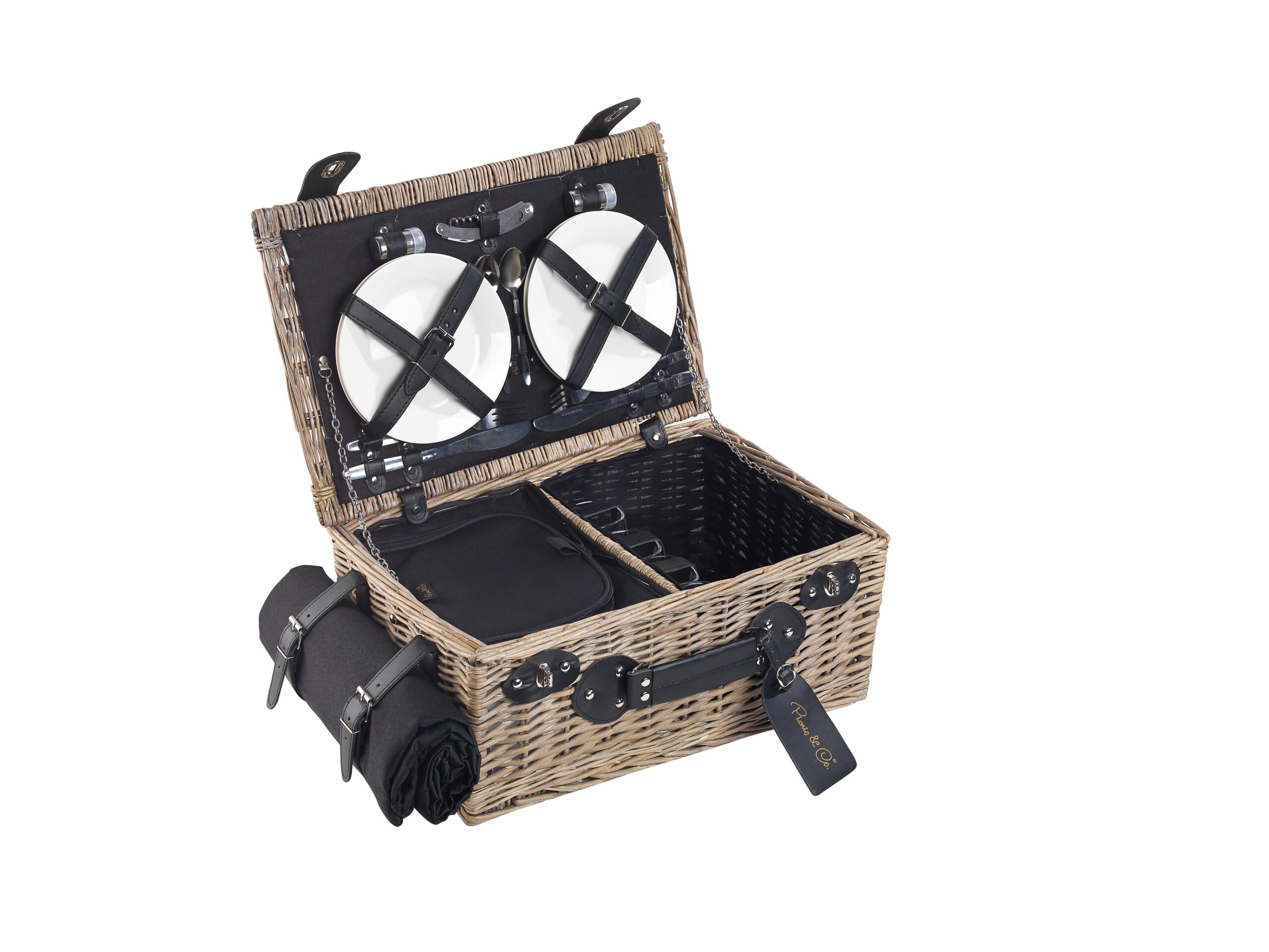 4 Kişilik Siyah Desenli Piknik Sepeti (NZ-33)